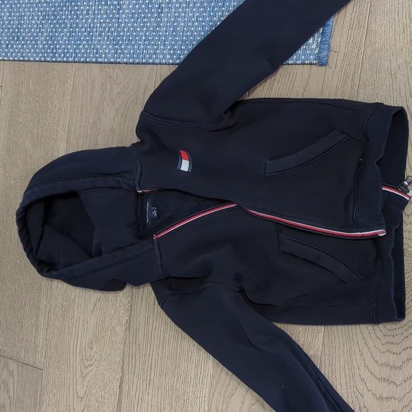 Boys Tommy navy cotton hoodie - Picture 1 of 6